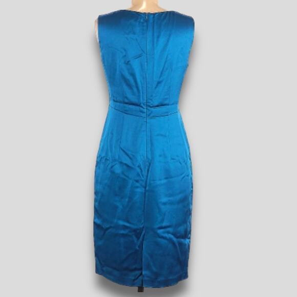 NANETTE LEPORE SEXY SATIN FAUX WRAP MIDI DRESS ELECTRIC BLUE 6 SMALL - Picture 3 of 5